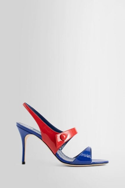 MANOLO BLAHNIK Climnetra Patent Leather Slingback Sandals