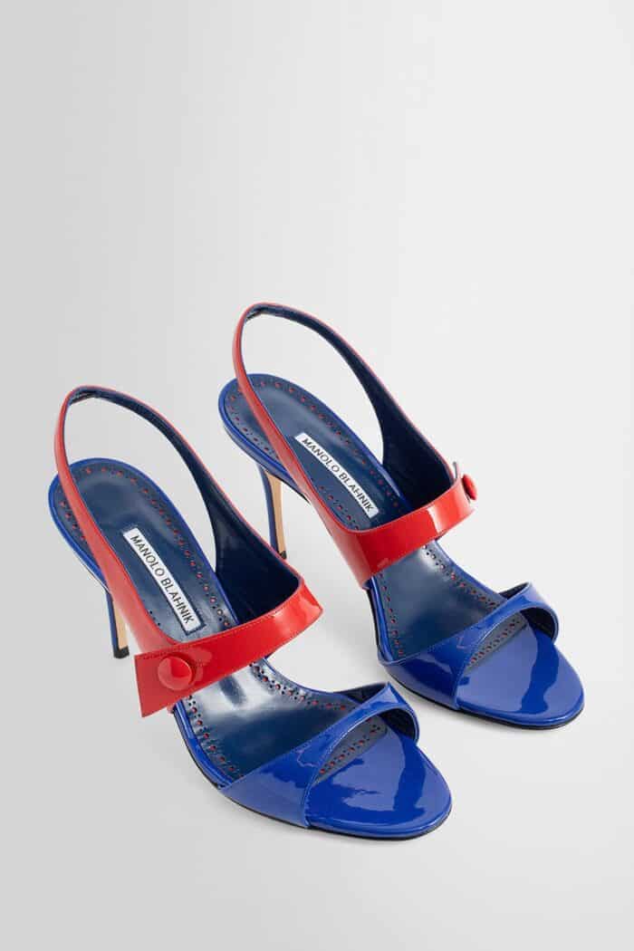 manolo blahnik climnetra patent leather slingback sandals MANOLO BLAHNIK Climnetra Patent Leather Slingback Sandals