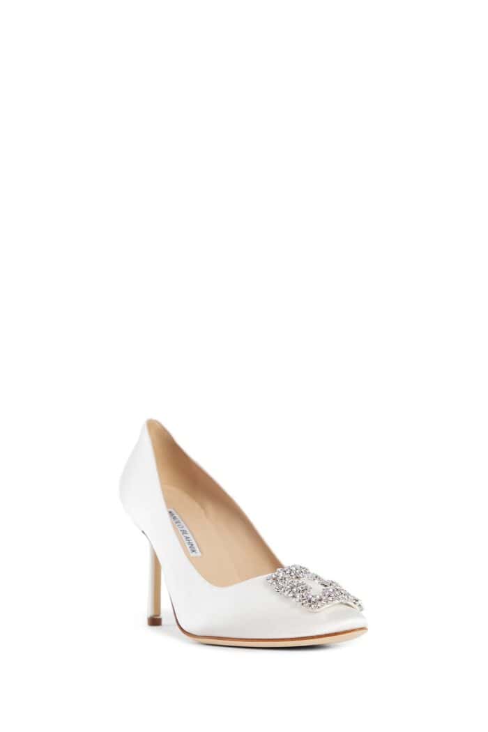 MANOLO BLAHNIK Hangisi Satin Jewel Buckle Pumps