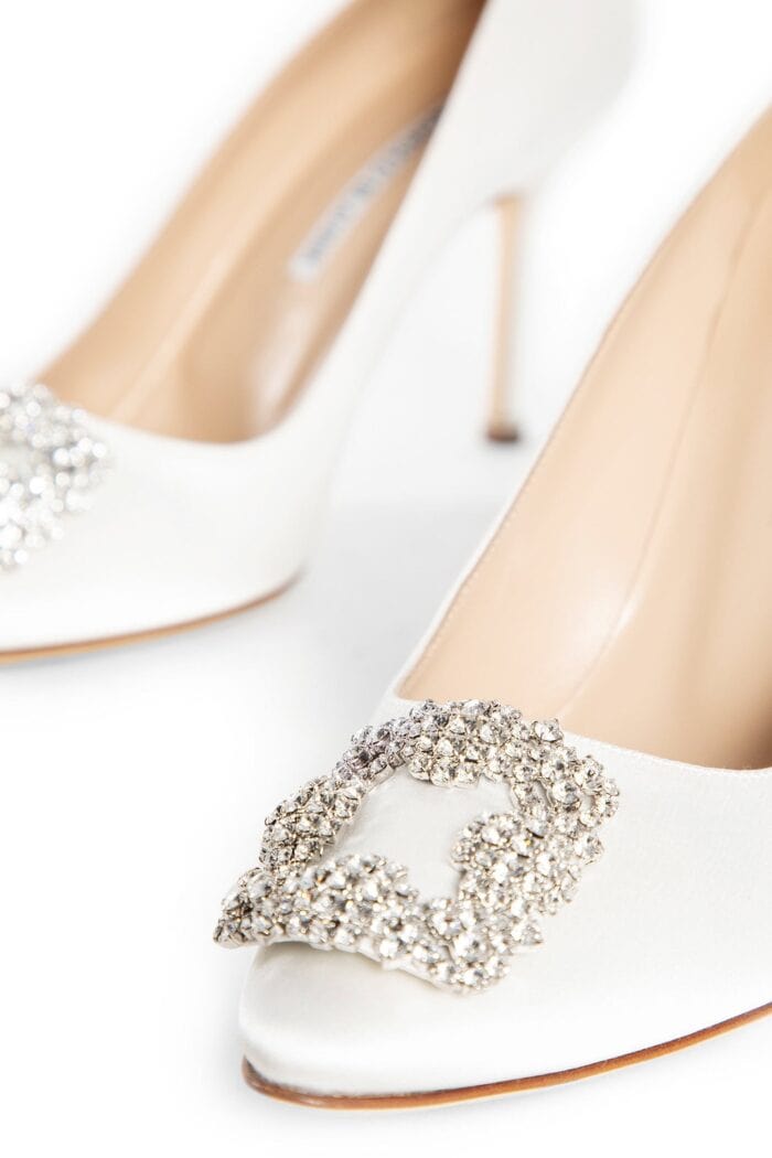 MANOLO BLAHNIK Hangisi Satin Jewel Buckle Pumps