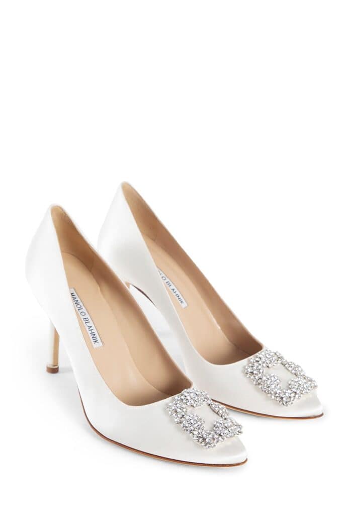 MANOLO BLAHNIK Hangisi Satin Jewel Buckle Pumps