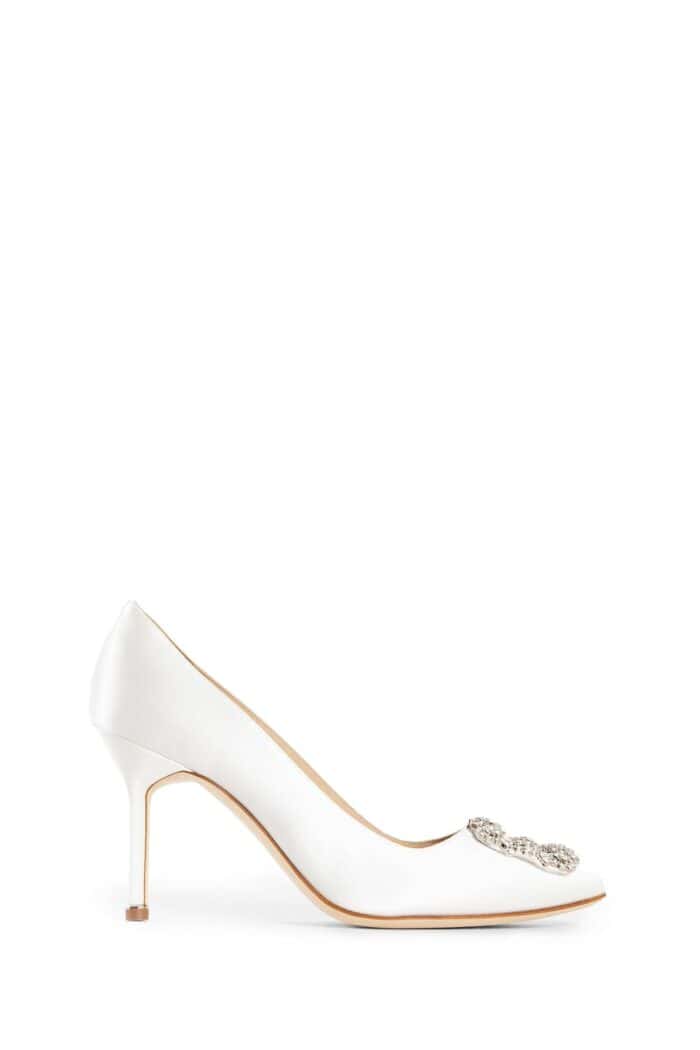 MANOLO BLAHNIK Hangisi Satin Jewel Buckle Pumps