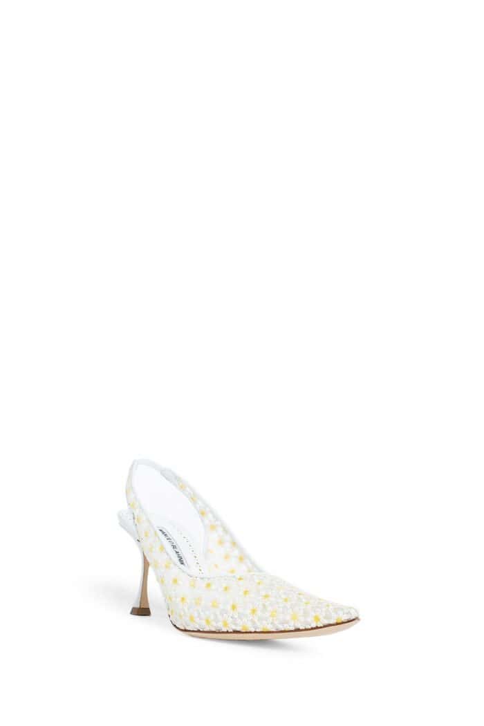 MANOLO BLAHNIK Lace Daisy Slingback Pumps