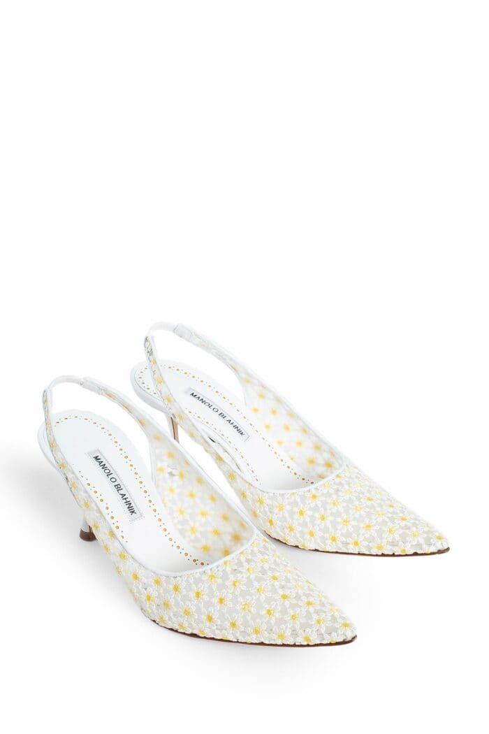 MANOLO BLAHNIK Lace Daisy Slingback Pumps