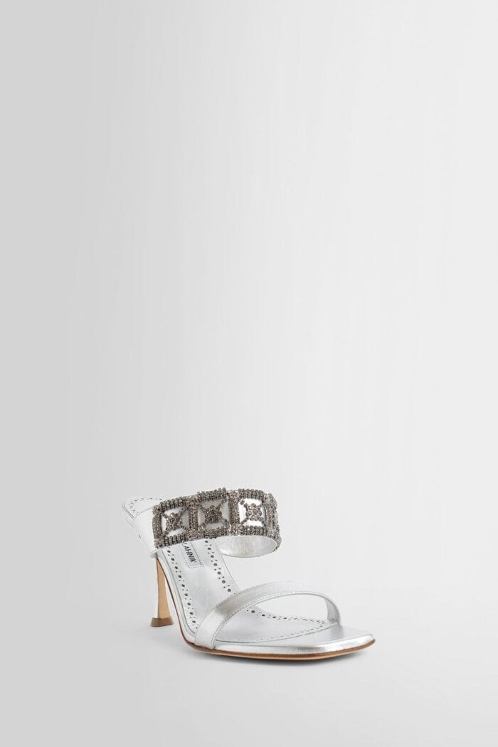 manolo blahnik larapa 90 nappa leather embellished mules MANOLO BLAHNIK Larapa 90 Nappa Leather Embellished Mules