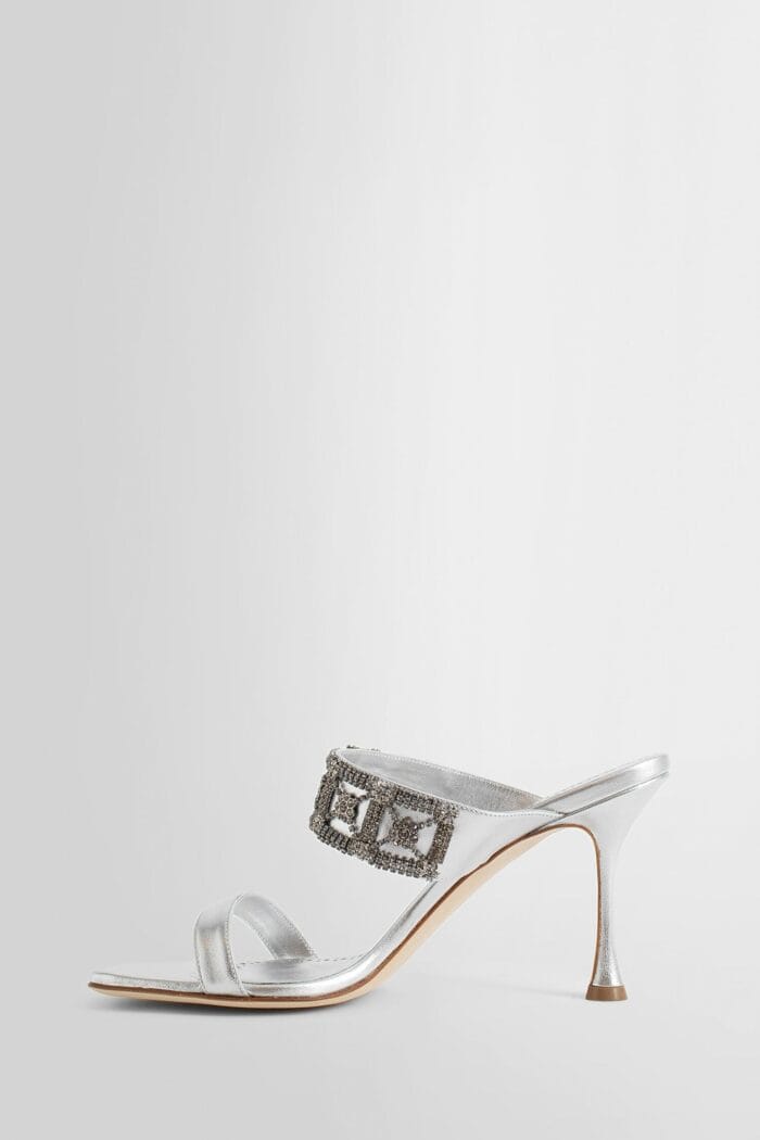 manolo blahnik larapa 90 nappa leather embellished mules MANOLO BLAHNIK Larapa 90 Nappa Leather Embellished Mules