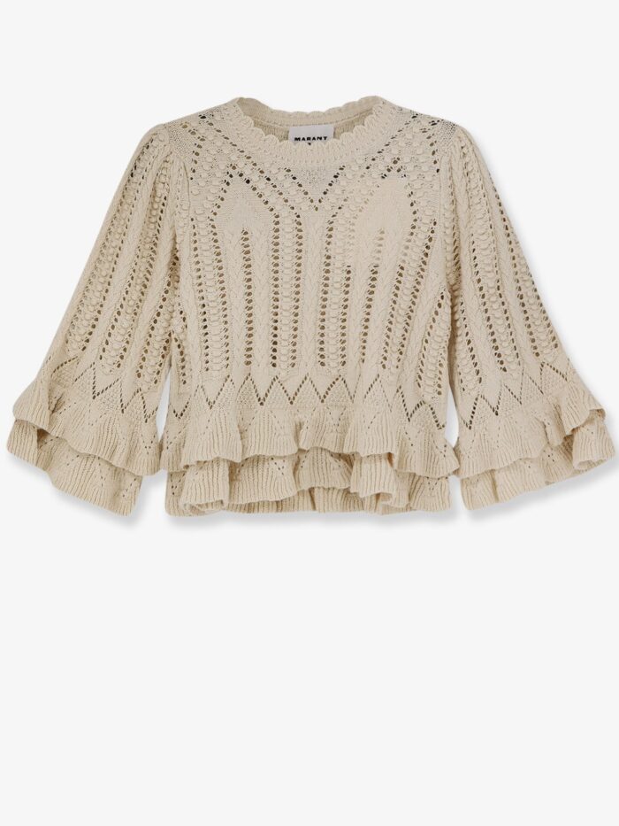 marant etoile frilly cotton sweater with ruffles detail MARANT ETOILE Frilly Cotton Sweater With Ruffles Detail