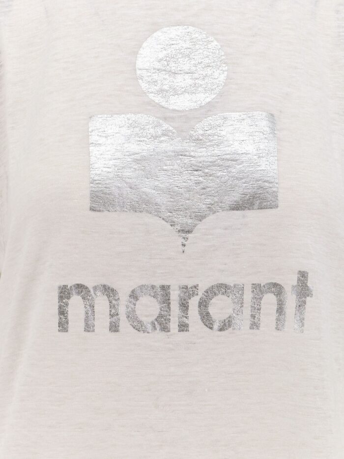 MARANT ETOILE Linen T-shirt With Laminated Logo On The Front
