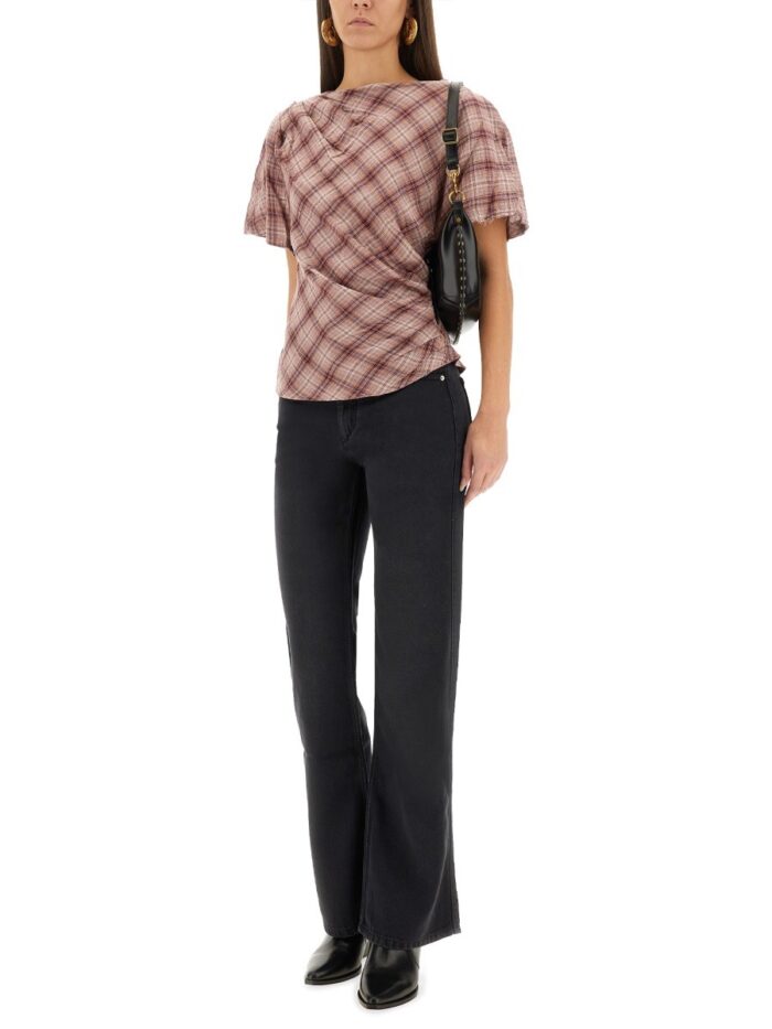 MARANT ETOILE "NEYALA" ASYMMETRICAL PLAID TOP