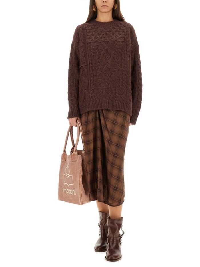 MARANT ETOILE "NICOLE" DRAPED PLAID MIDI SKIRT