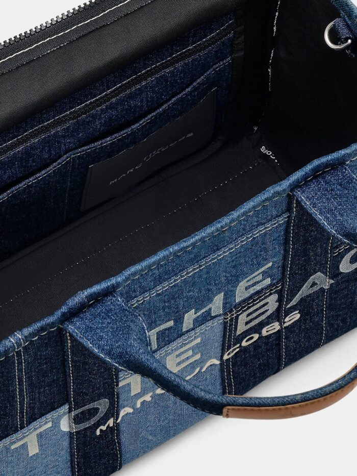 Marc Jacobs The Denim Medium Handbag With Front Logo Print