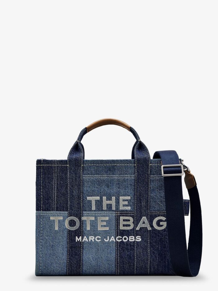 Marc Jacobs The Denim Medium Handbag With Front Logo Print