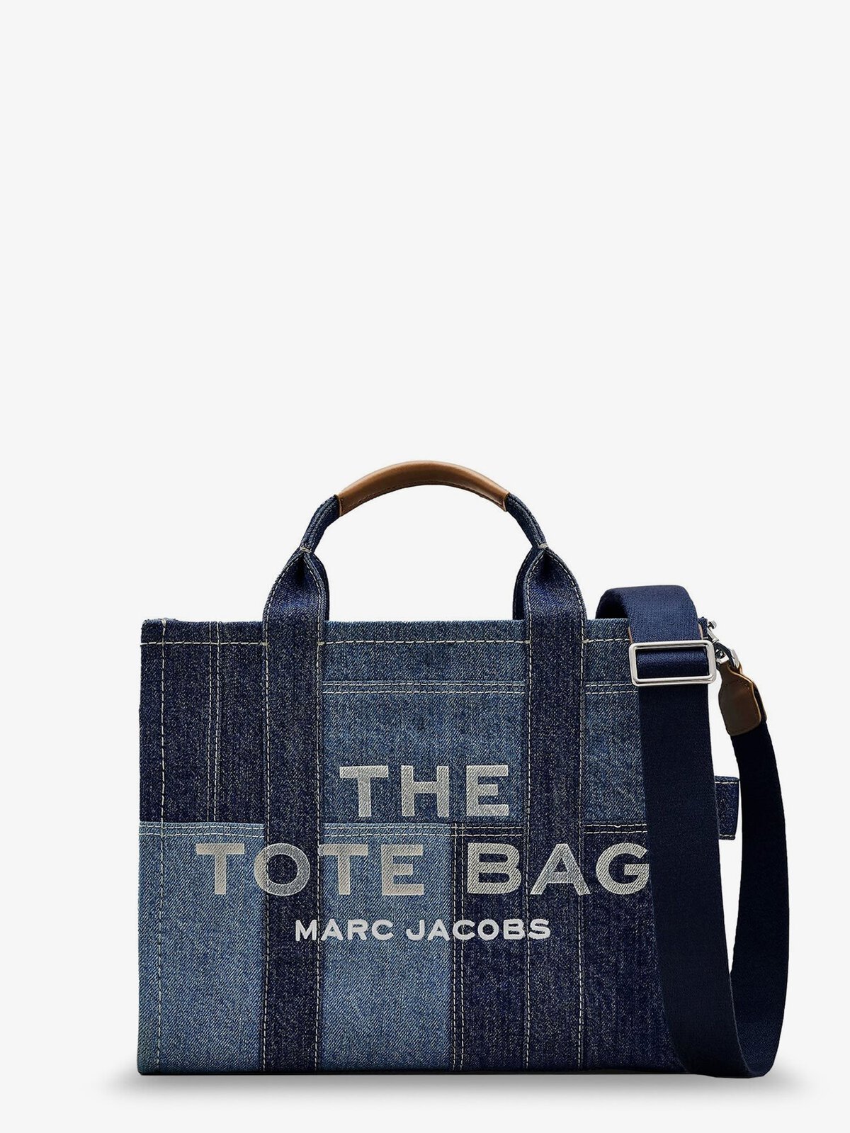Marc Jacobs The Denim Medium Handbag With Front Logo Print