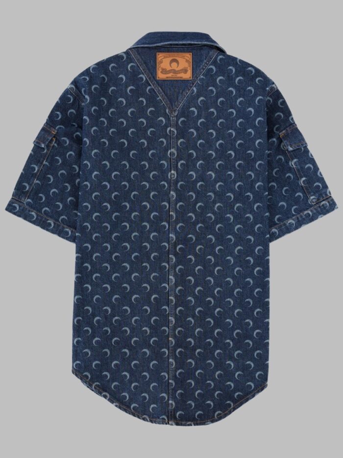 MARINE SERRE CAMICIA IN DENIM CON STAMPA ALL OVER