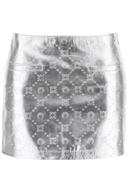 MARINE SERRE Moonogram Mini Skirt In Laminated Leather