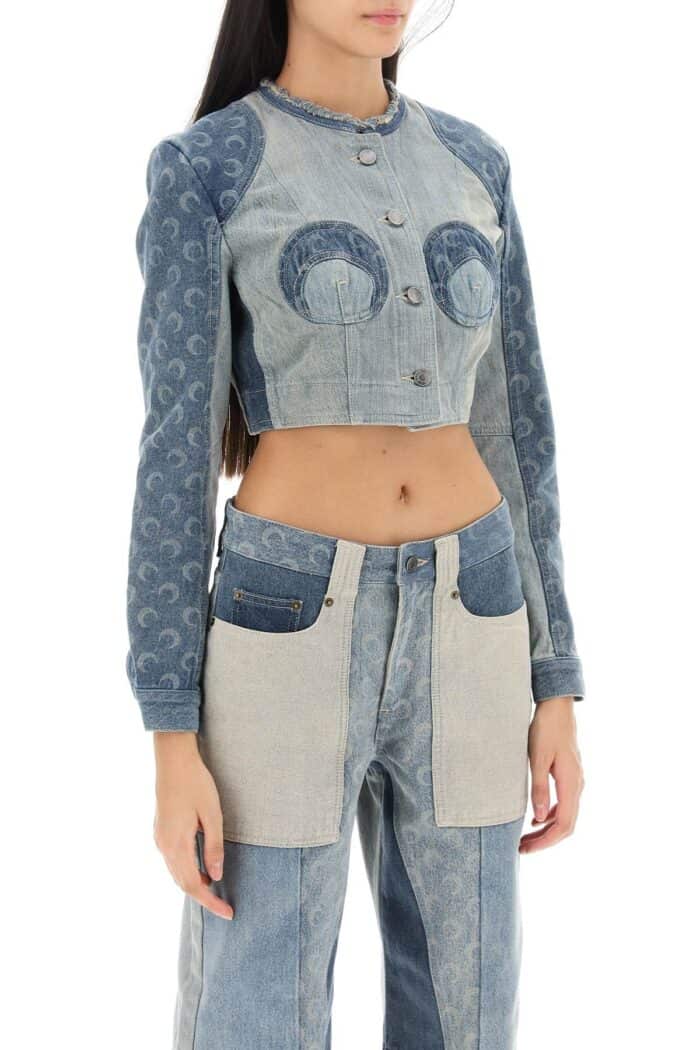 Marine Serre Regenerated Denim Cropped Jacket