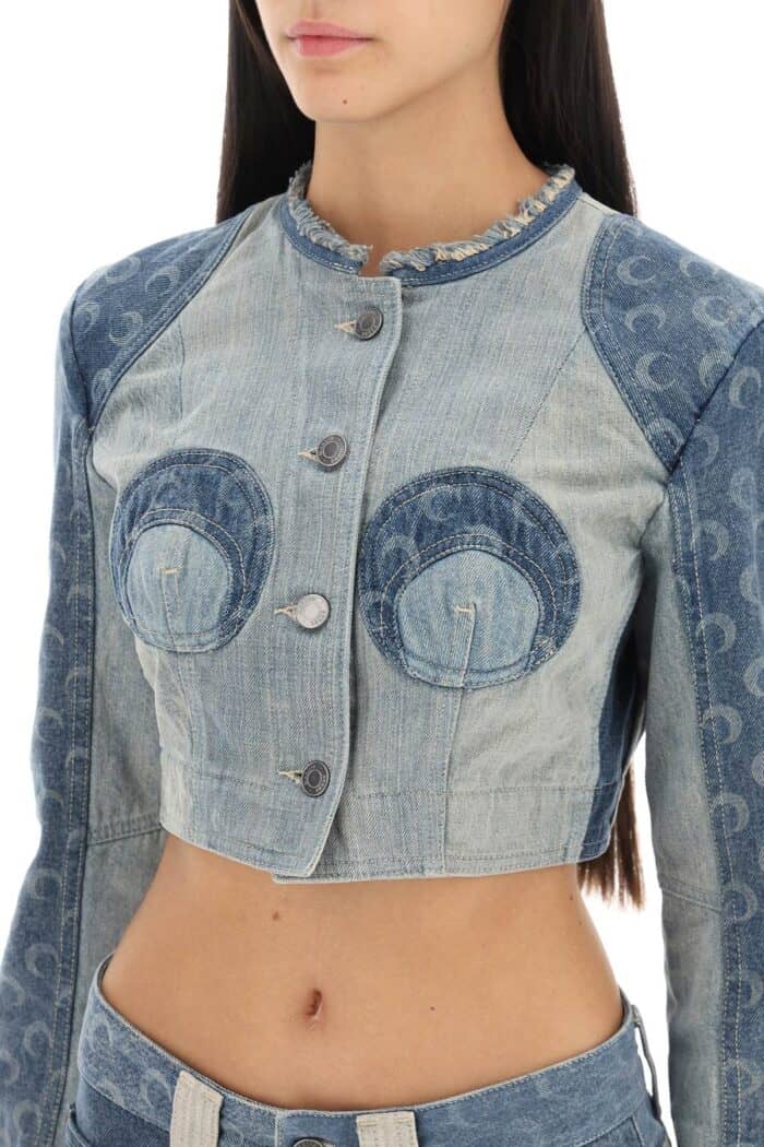 Marine Serre Regenerated Denim Cropped Jacket