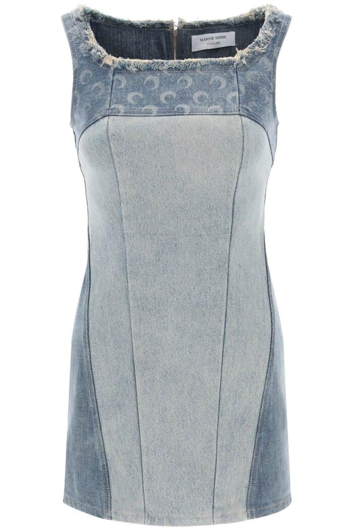 Marine Serre Regenerated-denim Mini Dress