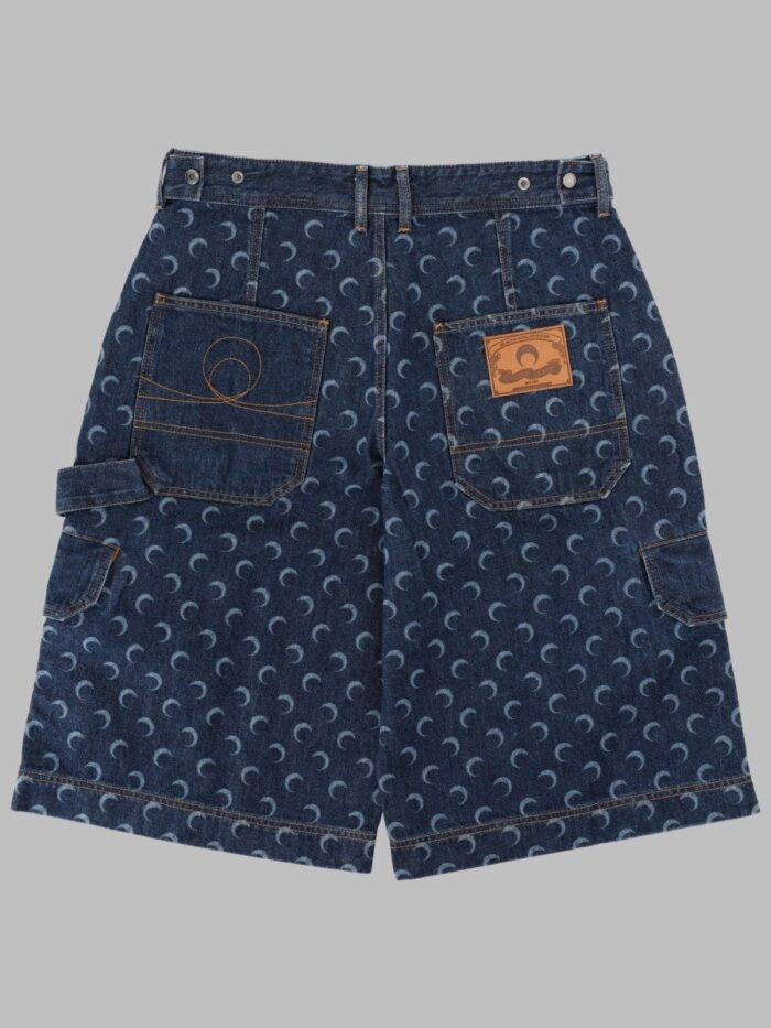 MARINE SERRE SHORTS IN DENIM CON STAMPA ALL OVER