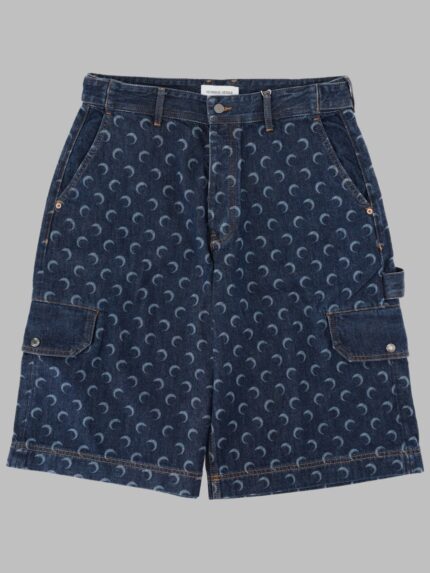 MARINE SERRE SHORTS IN DENIM CON STAMPA ALL OVER