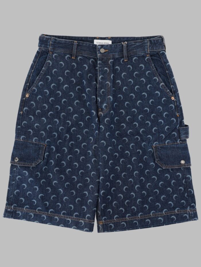 marine serre shorts in denim con stampa all over MARINE SERRE SHORTS IN DENIM CON STAMPA ALL OVER