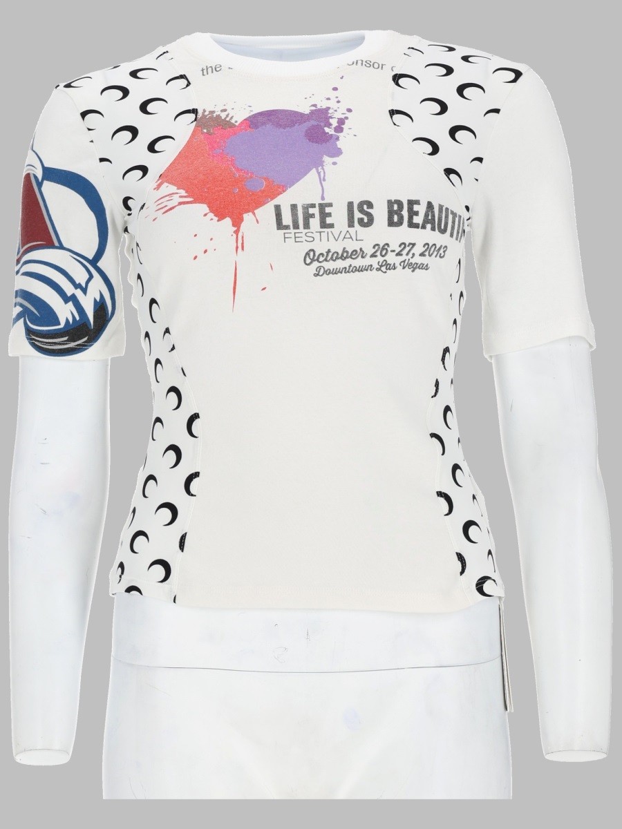 MARINE SERRE T-SHIRT UPCYCLED CON STAMPA