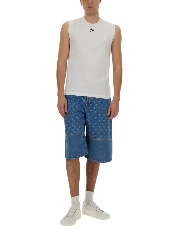 MARINE SERRE TANK TOP WITH EMBROIDERED MOON LOGO