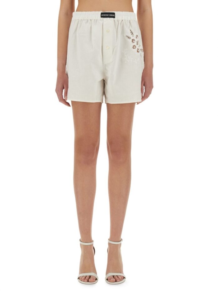 MARINE SERRE UPCYCLED LINEN SHORTS