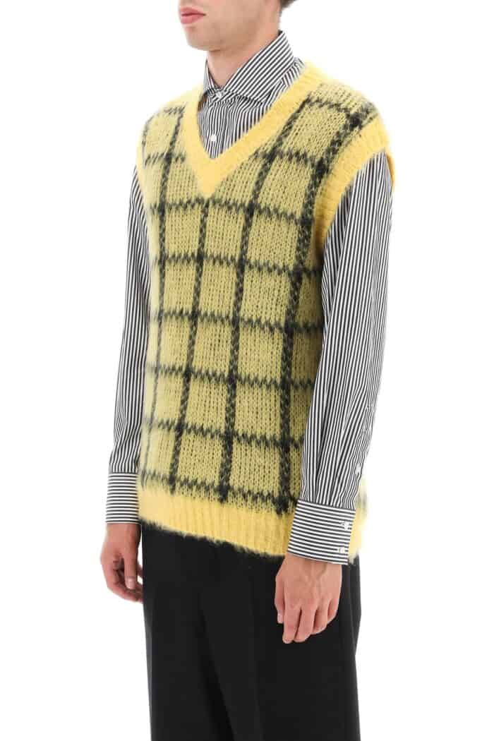 Marni Brushed-mohair Vest With Check Motif