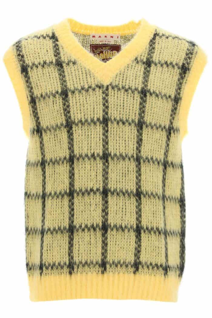 Marni Brushed-mohair Vest With Check Motif