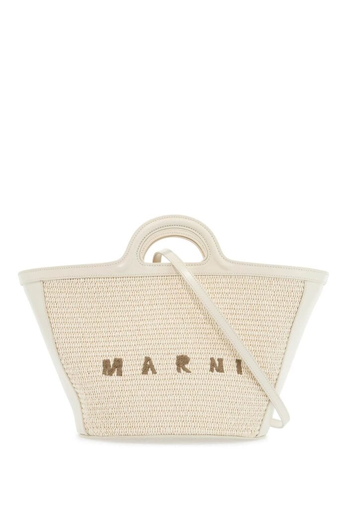 MARNI Beige Cotton And Nylon Handbag With Woven Design