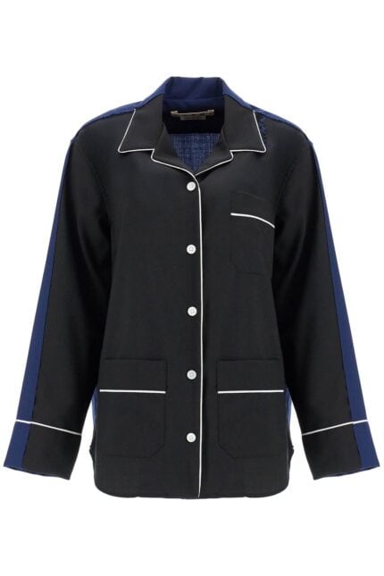 MARNI Black Wool Shirt With White Stitching