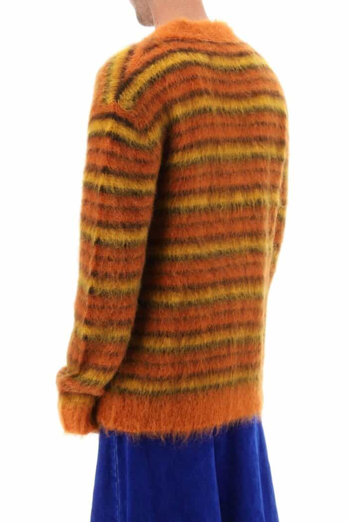 Marni Cardigan In Striped Brushed Mohair