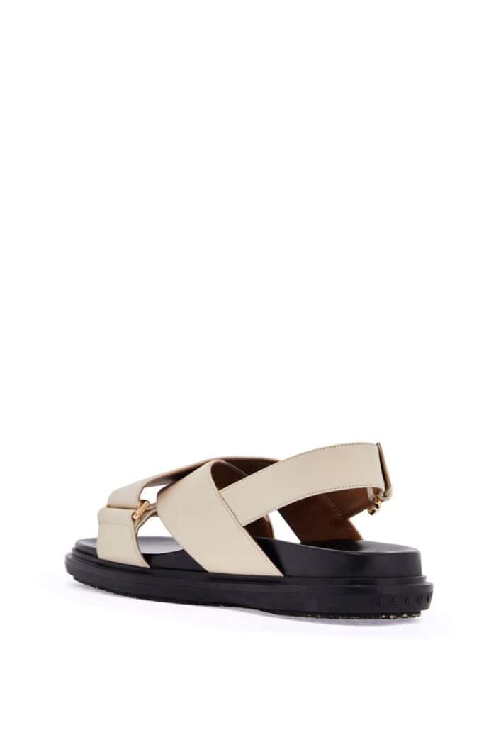 MARNI Fussbett Sandals In Silk White Leather With Low Heel