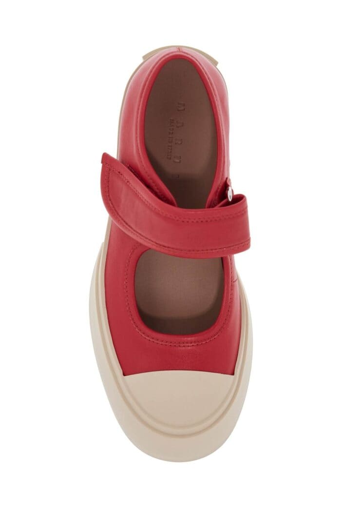 MARNI Intense Crimson Calfskin Sneakers With Velcro Closure