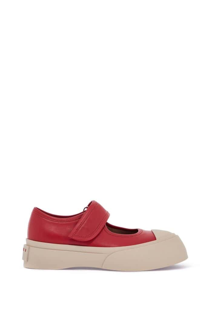 MARNI Intense Crimson Calfskin Sneakers With Velcro Closure