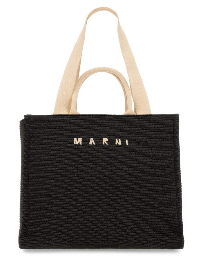 Marni LARGE RAFFIA EFFECT FABRIC TOTE BAG