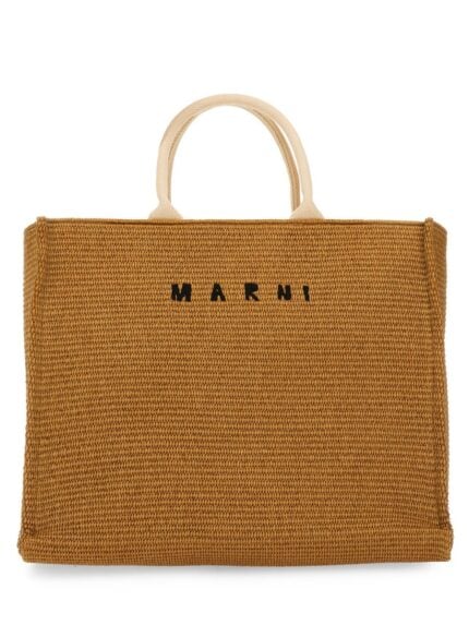 Marni LARGE RAFFIA EFFECT FABRIC TOTE BAG