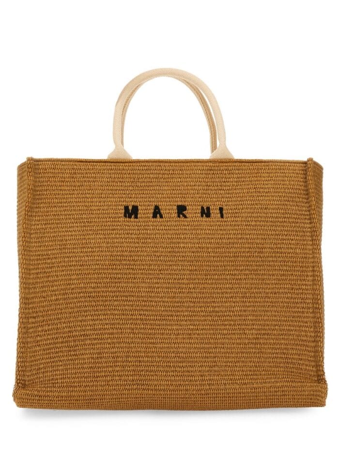 Marni LARGE RAFFIA EFFECT FABRIC TOTE BAG