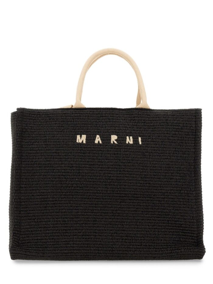 Marni LARGE RAFFIA EFFECT FABRIC TOTE BAG