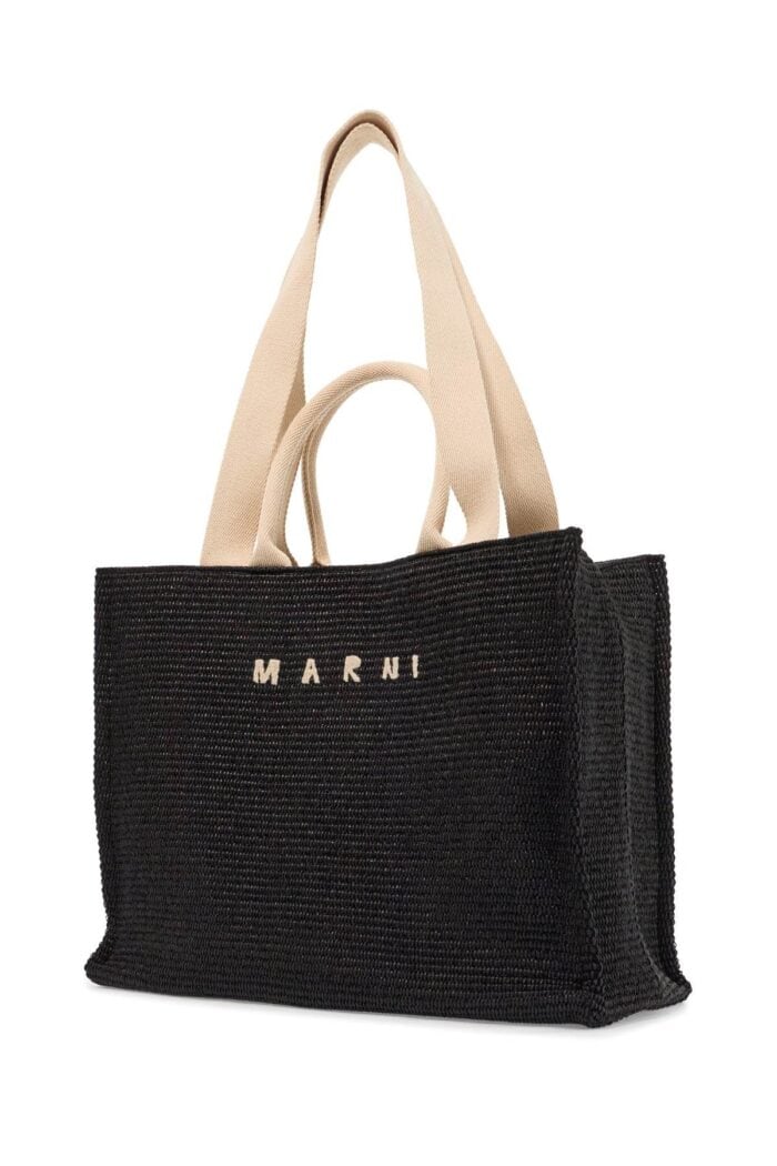 MARNI Large Raffia Effect Tote Bag