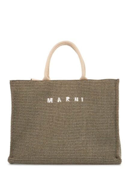 MARNI Large Raffia Effect Tote Bag