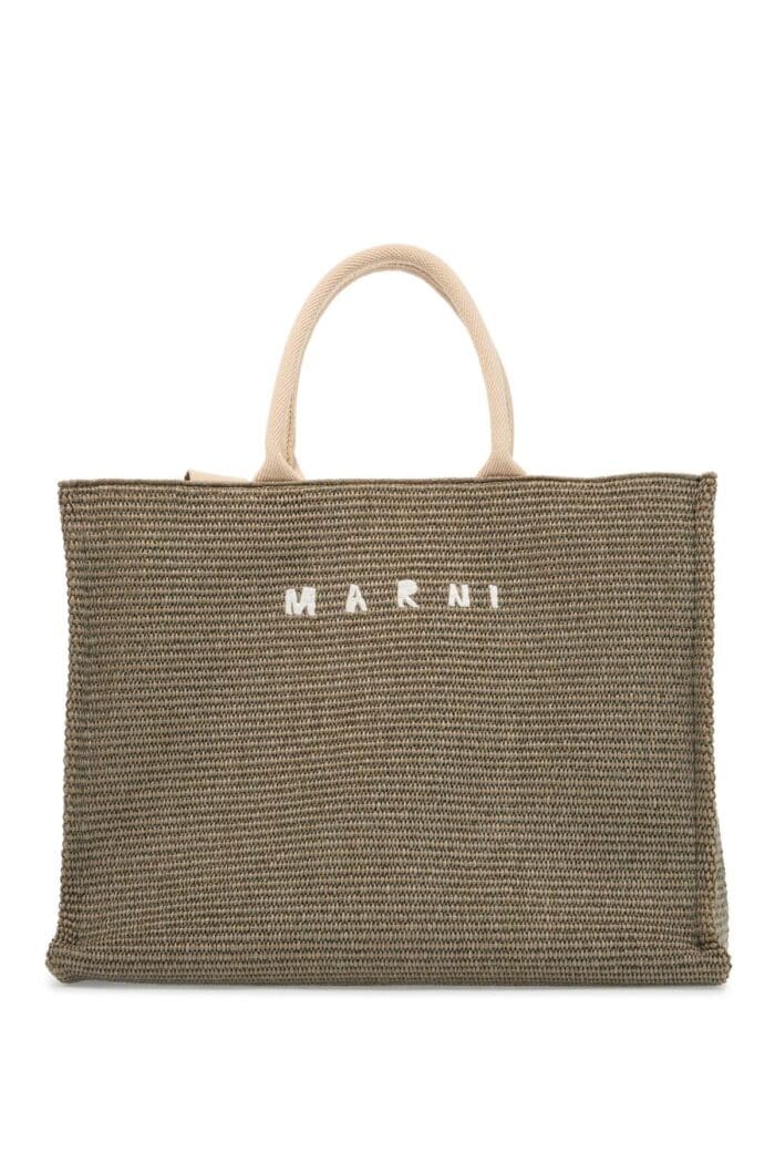 MARNI Large Raffia Effect Tote Bag