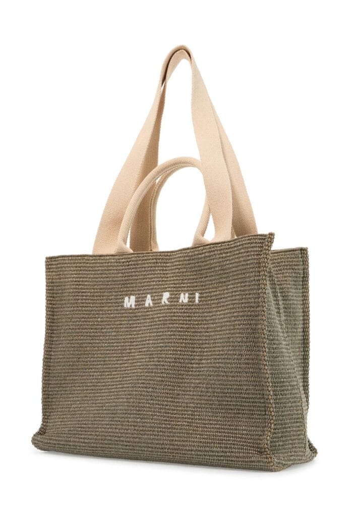 MARNI Large Raffia Effect Tote Bag