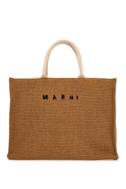 MARNI Large Raffia Effect Tote Bag