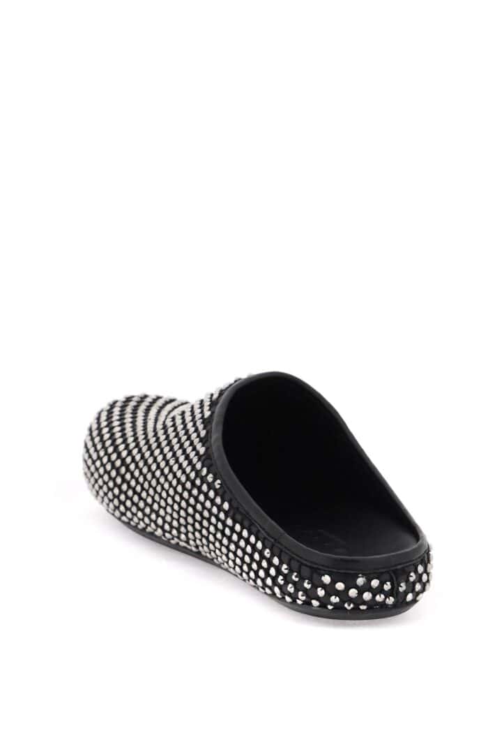 MARNI Leather Fussbett Clogs With Rhinestones