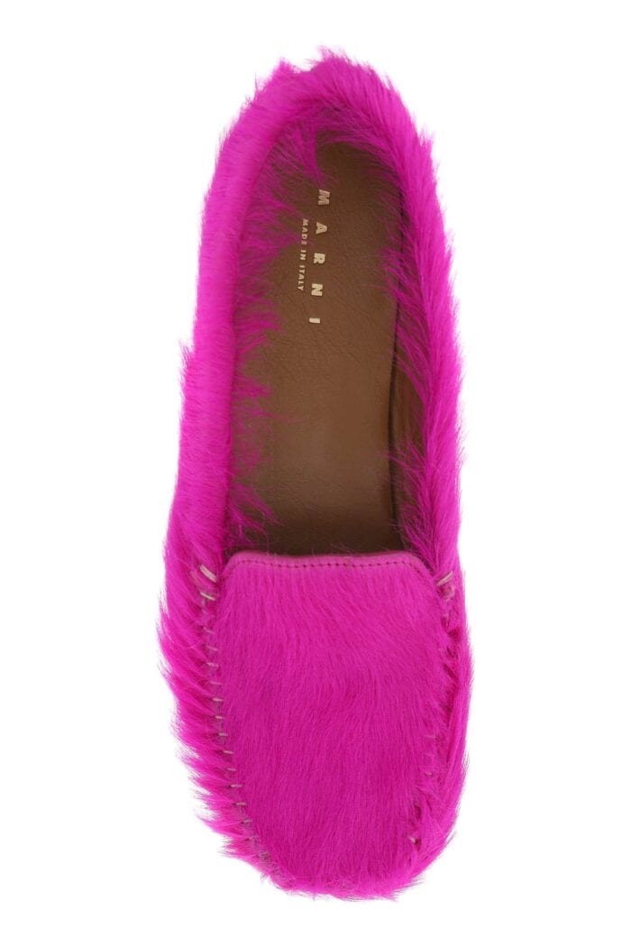 MARNI Long-haired Leather Moccasins In