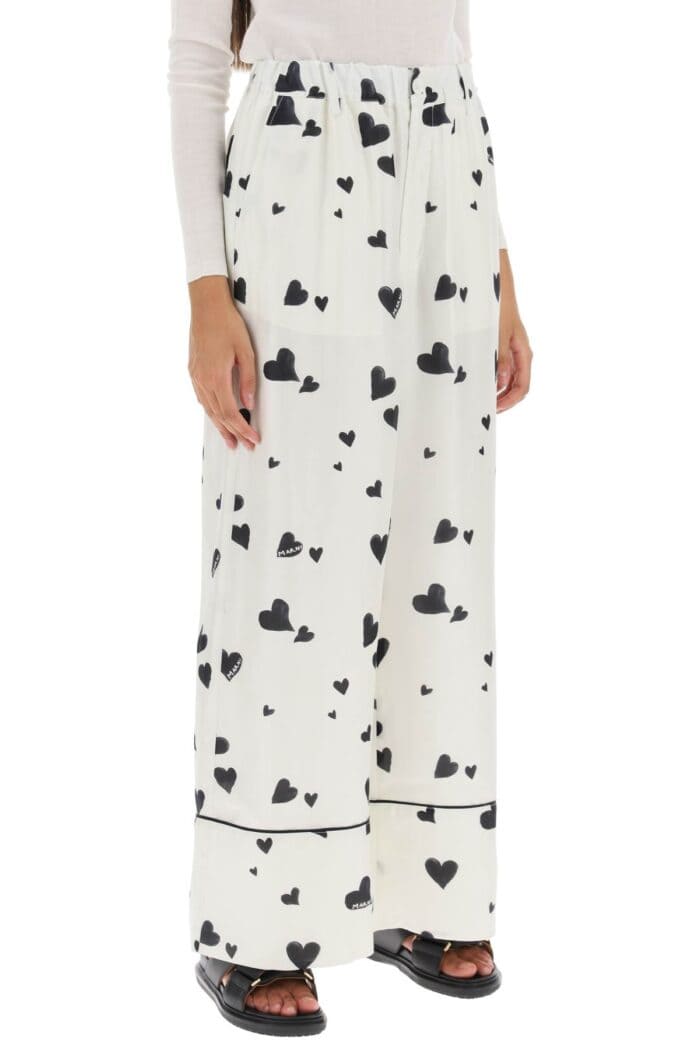 Marni Pajama Pants With Bunch Of Hearts Motif