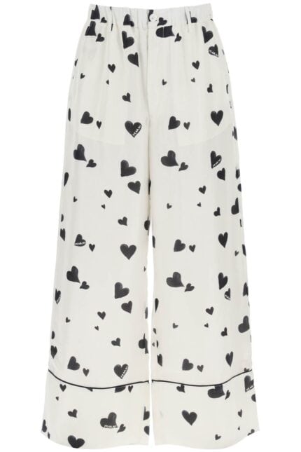 Marni Pajama Pants With Bunch Of Hearts Motif