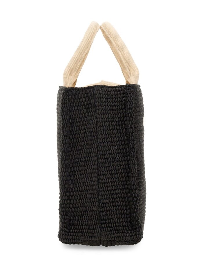 Marni RAFFIA EFFECT FABRIC SMALL TOTE BAG